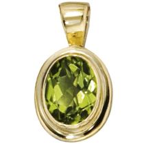 Anhänger oval 585 Gold Gelbgold 1 Peridot grün Gold Anhänger