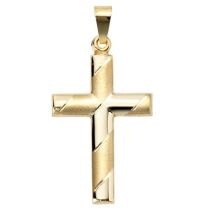 Anhänger Kreuz 333 Gold Gelbgold mattiert diamantiert Goldkreuz