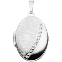 Medaillon oval 925 Sterling Silber eismatt Anhänger zum ffnen