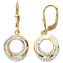 Boutons 333 Gold Gelbgold bicolor mit Zirkonia Ohrhänger Goldohrringe