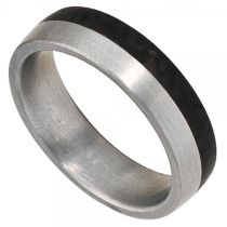 Partner Ring Edelstahl matt, mit Carbon