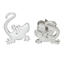 Kinder Ohrstecker Gecko 925 Sterling Silber rhodiniert Ohrringe Kinderohrringe