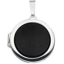 Medaillon rund 925 Sterling Silber 1 Onyx schwarz Anhänger zum ffnen