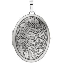 Medaillon oval 925 Sterling Silber mattiert geschwärzt zum ffnen