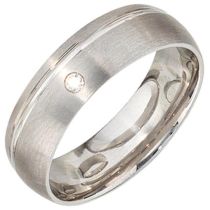 Partner Ring 925 Sterling Silber, rhodiniert mattiert 1 Zirkonia