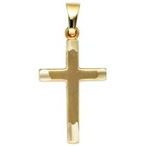 Anhänger Kreuz 333 Gold Gelbgold mattiert Kreuz Anhänger Goldkreuz