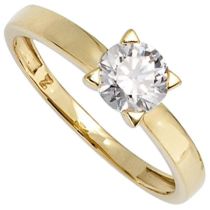 Damen Ring aus 333 Gelbgold, 1 Zirkonia, Goldring