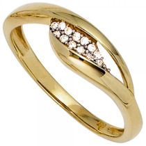 Damen Ring 333 Gelbgold bicolor mit Zirkonia Goldring