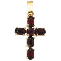 Anhänger Kreuz 375 Gold Gelbgold 6 Granate rot Goldkreuz