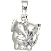 Kinder Anhänger Elefant 925 Sterling Silber rhodiniert mattiert