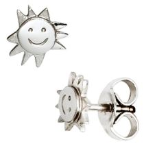 Kinder Ohrstecker Sonne 925 Sterling Silber teil matt Ohrringe Kinderohrringe