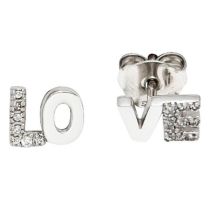 Ohrstecker LOVE 925 Sterling Silber rhodiniert mit Zirkonia Ohrringe