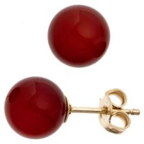 Ohrstecker 333 Gelbgold 2 Karneole rot