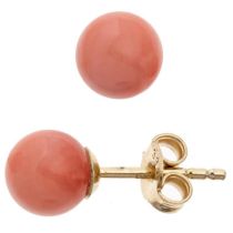 Ohrstecker Kugel 333 Gold Gelbgold 2 Korallen rosa ros© Ohrringe Goldohrstecker