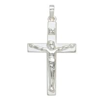 Anhänger Kreuz 925 Sterling Silber rhodiniert teilmattiert