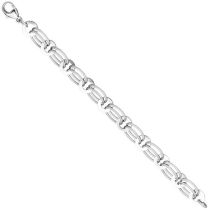 Armband 925 Sterling Silber rhodiniert 19 cm Karabiner 8,7 mm breit