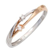 Damen Ring 585 Gold Weißgold Rotgold bicolor 2 Diamanten