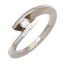 Damen Ring 950 Platin matt, 1 Diamant Brillant 0,15ct. Platinring