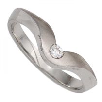 Damen Ring 950 Platin matt 1 Diamant Brillant 0,08ct. Platinring