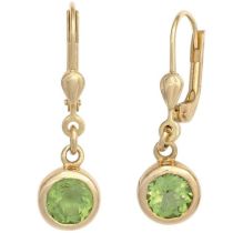 Ohrhänger rund 585 Gold Gelbgold 2 Peridote grün Ohrringe Boutons Peridot