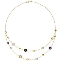 Collier 585 Gelbgold Rauchquarz Amethyst Citrin Peridot 45 cm