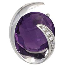 Anhänger 585 Weißgold 1 Amethyst lila 5 Diamanten Brillanten 0,02ct