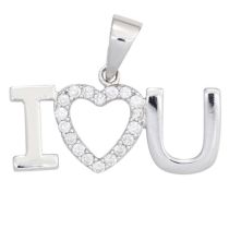 Anhänger I love you 925 Sterling Silber rhodiniert mit Zirkonia