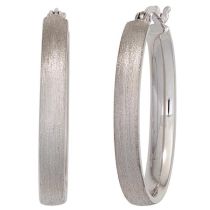 Creolen oval 925 Sterling Silber rhodiniert oval mattiert Ohrringe