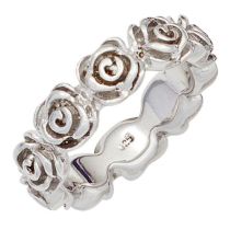 Damen Ring Rosen 925 Sterling Silber rhodiniert