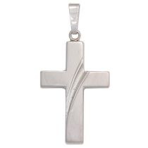 Anhänger Kreuz 925 Sterling Silber rhodiniert teilmattiert 30,7 mm