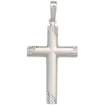 Anhänger Kreuz 925 Sterling Silber rhodiniert teilmattiert, 27,4 mm