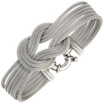 Armband 925 Silber rhodiniert teilmattiert 19 cm Federring