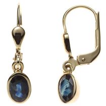 Boutons oval 585 Gold Gelbgold 2 Safire blau Ohrringe Ohrhänger