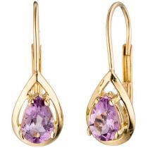 Boutons 333 Gold Gelbgold 2 Amethyste Ohrringe Ohrhänger