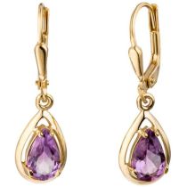 Boutons 333 Gold Gelbgold 2 Amethyste Ohrringe