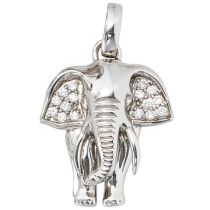 Anhänger Elefant 925 Sterling Silber rhodiniert mit Zirkonia