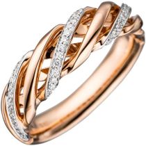 Damen Ring gedreht 585 Gold Rotgold bicolor 36 Diamanten