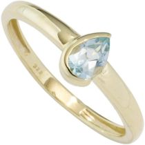 Damen Ring 333 Gelbgold 1 Blautopas hellblau blau