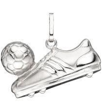 Anhänger Fußball Fußballschuh mit Ball 925 Sterling Silber mattiert