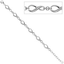 Armband Unendlichkeit 925 Sterling Silber mit Zirkonia 19 cm