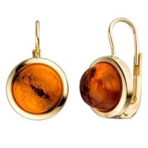 Boutons rund 333 Gold Gelbgold 2 Bernsteine orange Ohrringe