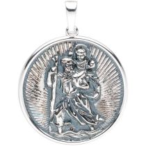 Anhänger Schutzpatron Christopherus rund 925 Silber geschwärzt