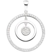 Anhänger rund 925 Sterling Silber rhodiniert mit Zirkonia