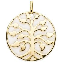 Anhänger Baum 925 Sterling Silber gold vergoldet 1 Achat-Imitation