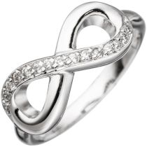 Damen Ring Unendlichkeit 925 Sterling Silber rhodiniert mit Zirkonia