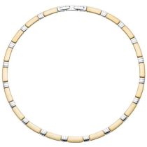 Collier Halskette Edelstahl gold farben beschichtet bicolor 47 cm