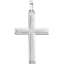 Anhänger Kreuz 925 Sterling Silber matt mattiert Kreuzanhänger