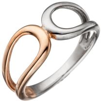 Damen Ring 925 Sterling Silber, bicolor