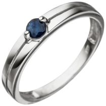 Damen Ring 333 Gold Weißgold 1 Safir blau Weißgoldring Safirring