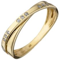 Damen Ring 333 Gelbgold, 15 Zirkonia Goldring